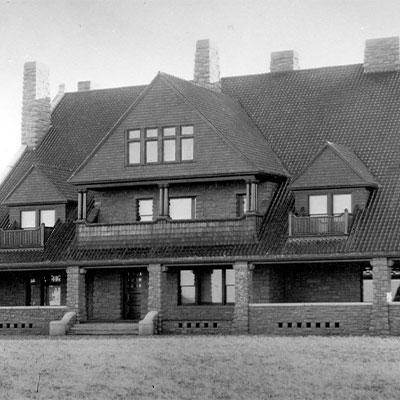 an old black and white photograph of the frank house